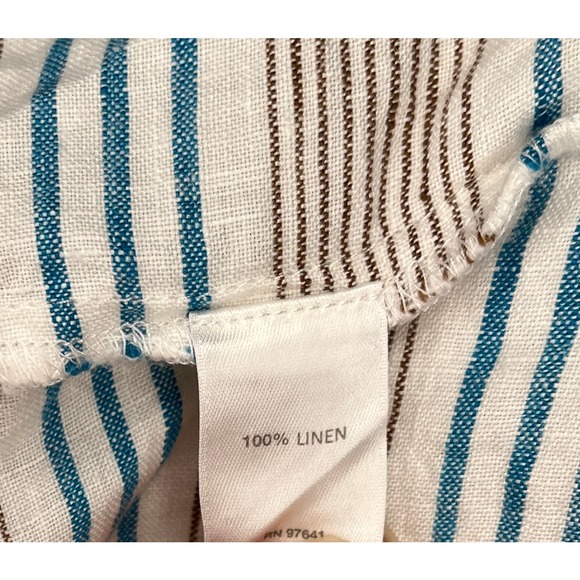 J Jill Love Linen womens dress sleeveless white brown blue striped shift size XS - Picture 4 of 12